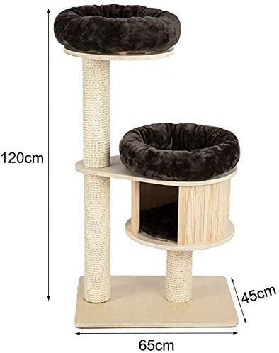 Solid Wood Cat Tree with Sisal Scratching Post & Lounge Bed