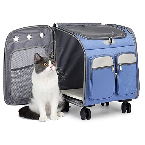 Foldable Pet Trolley Carrier with Telescopic Handle