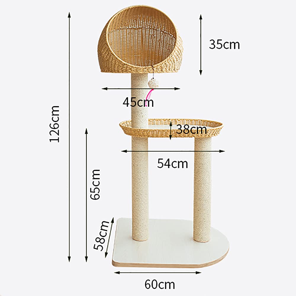Hand-Woven Cat Tree with Scratching Post & Platfor