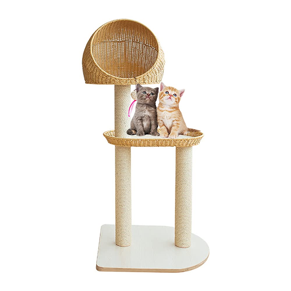 Hand-Woven Cat Tree with Scratching Post & Platfor