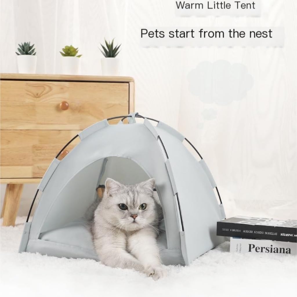 Foldable Breathable Cat Tent with Cooling Mat