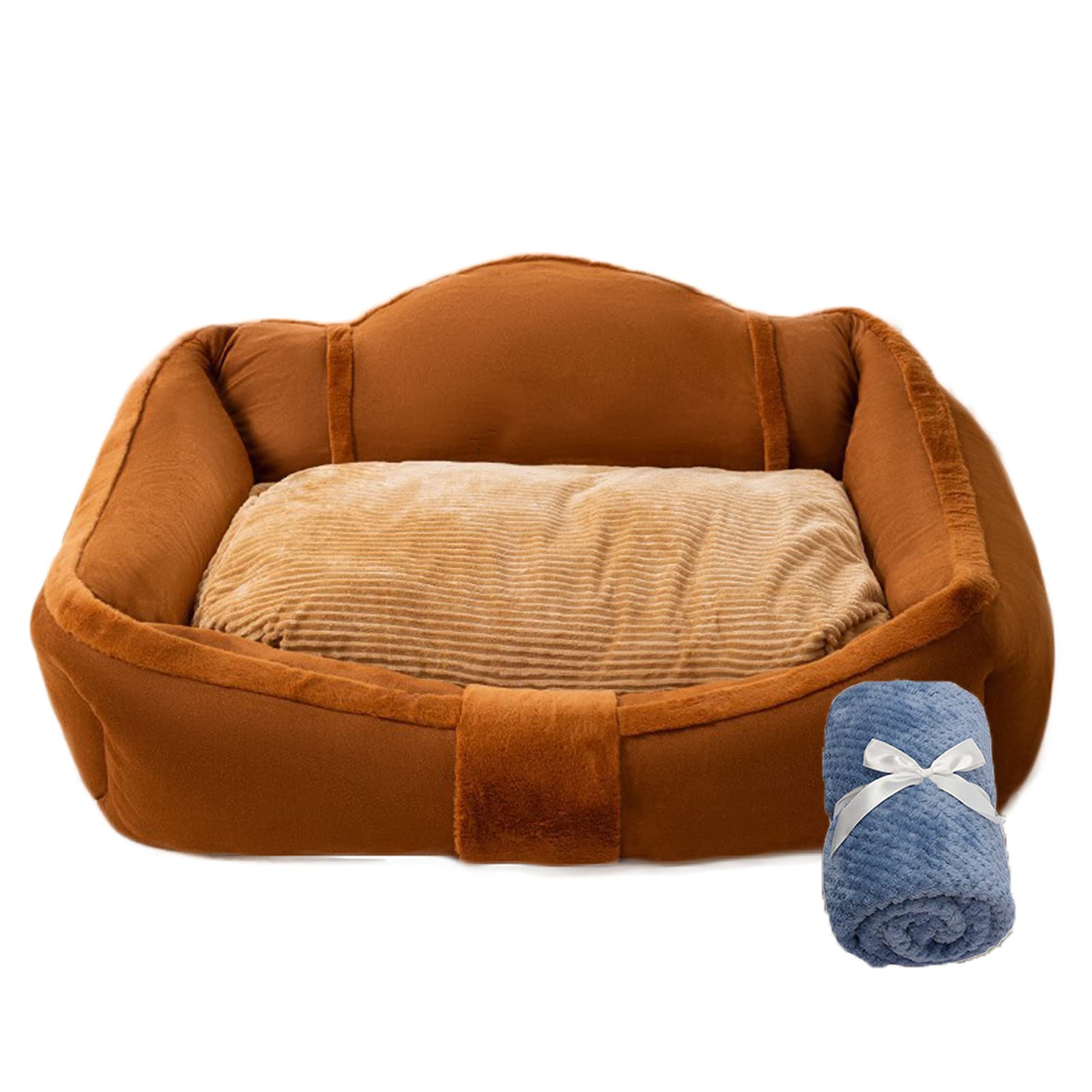 Corduroy Donut Dog Bed with Washable Cushion