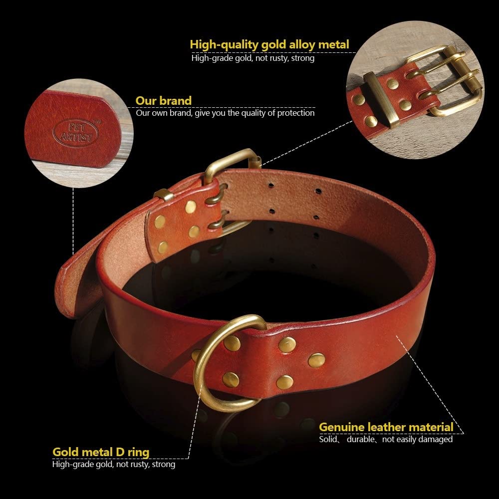 Genuine Leather Dog Collar with D-Ring & Buckle