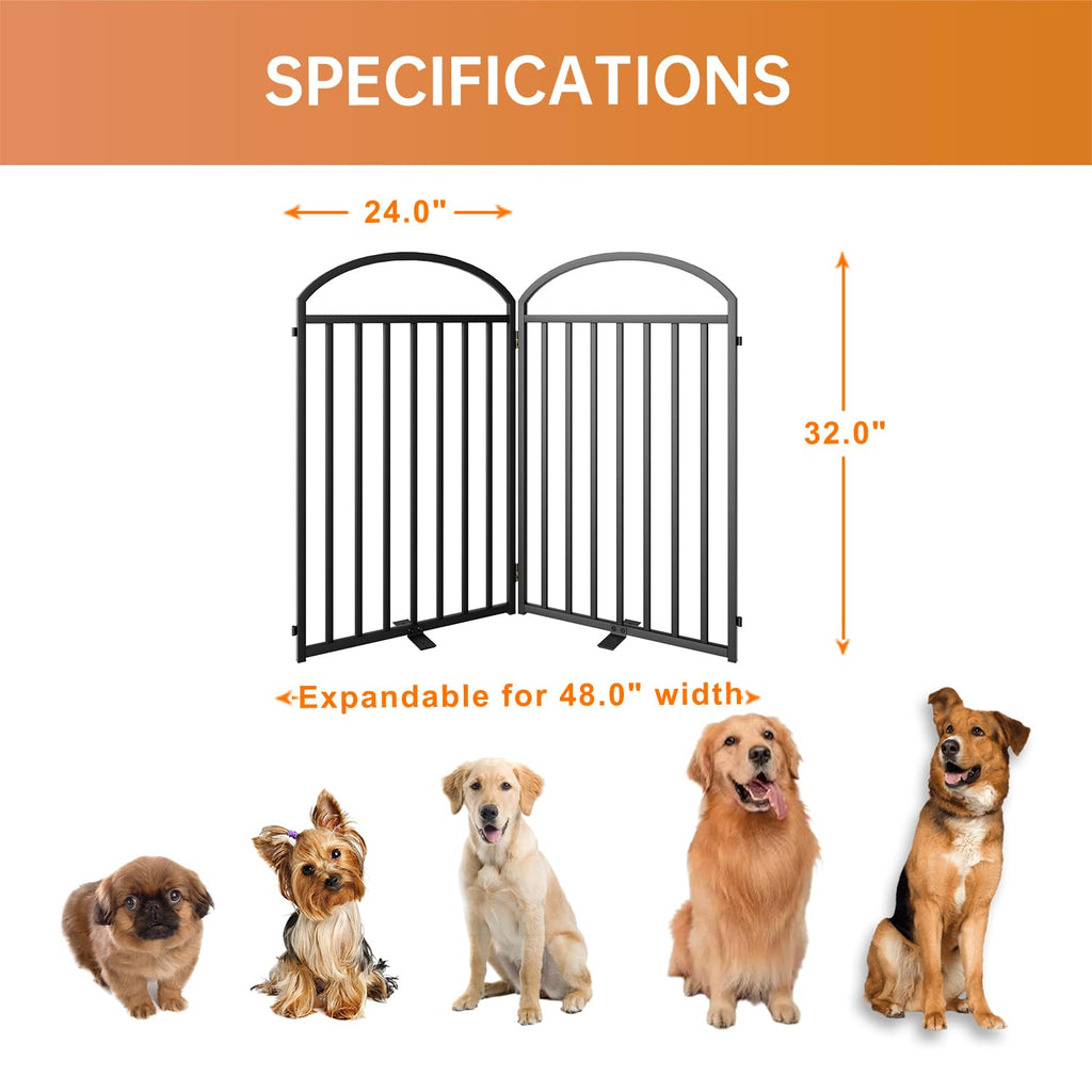 4-Panel Freestanding Foldable Dog Gate with Door