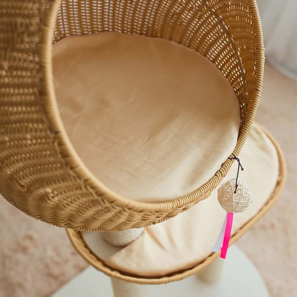Hand-Woven Cat Tree with Scratching Post & Platfor
