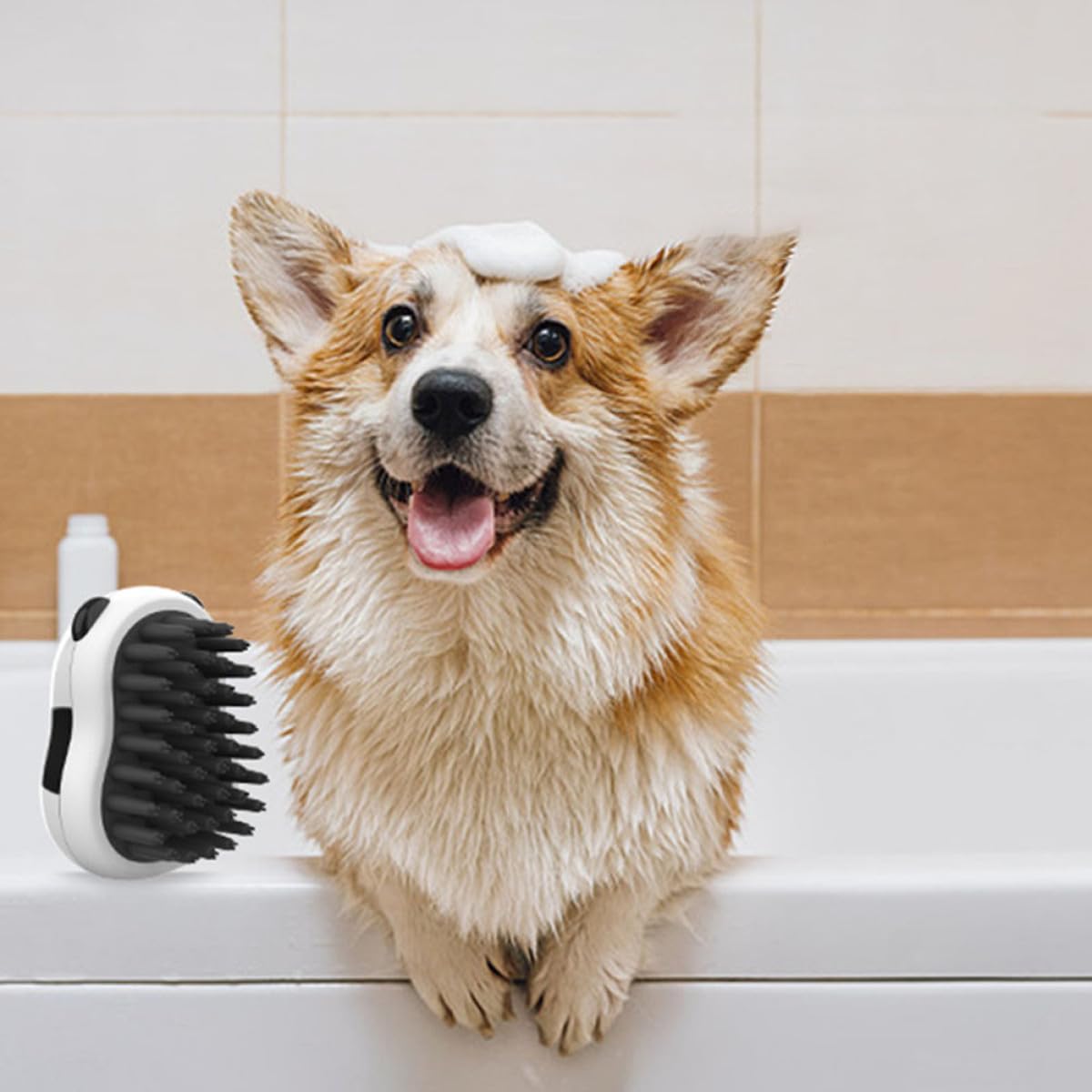 Panda-Shaped Pet Bath & Massage Brush