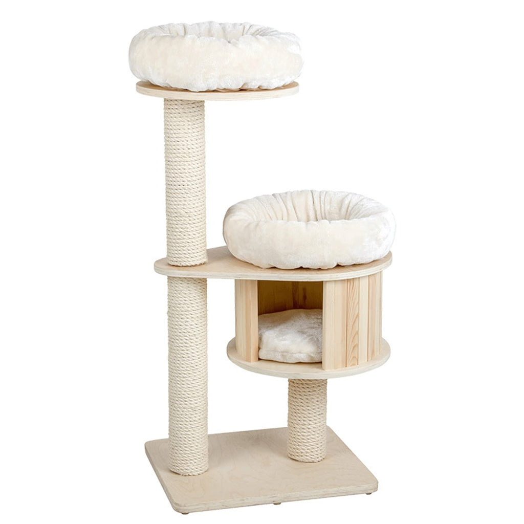 Solid Wood Cat Tree with Sisal Scratching Post & Lounge Bed