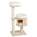 Solid Wood Cat Tree with Sisal Scratching Post & Lounge Bed