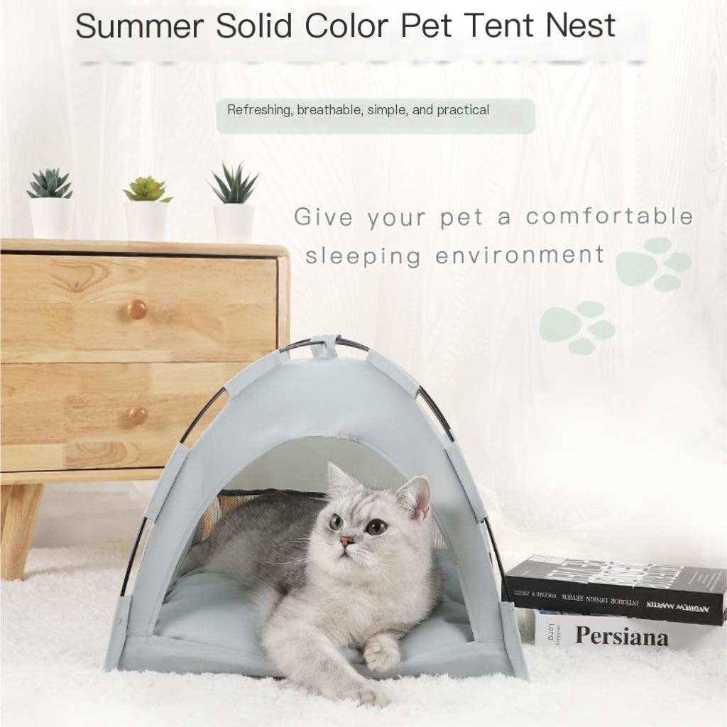 Foldable Breathable Cat Tent with Cooling Mat