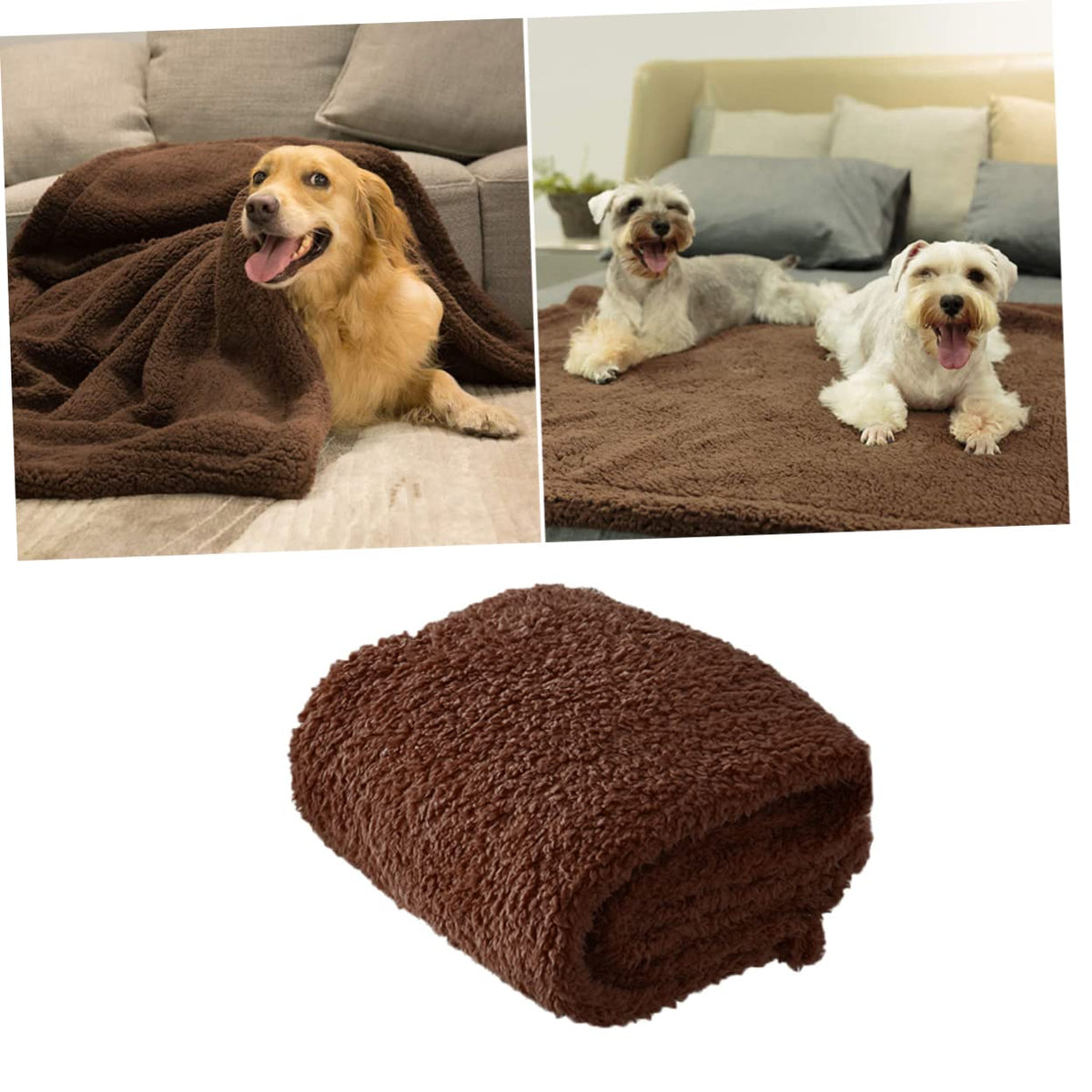 Happyyami Plush Pet Dog Blanket Cushion Sleep Mat L Coffee for Cats Dogs