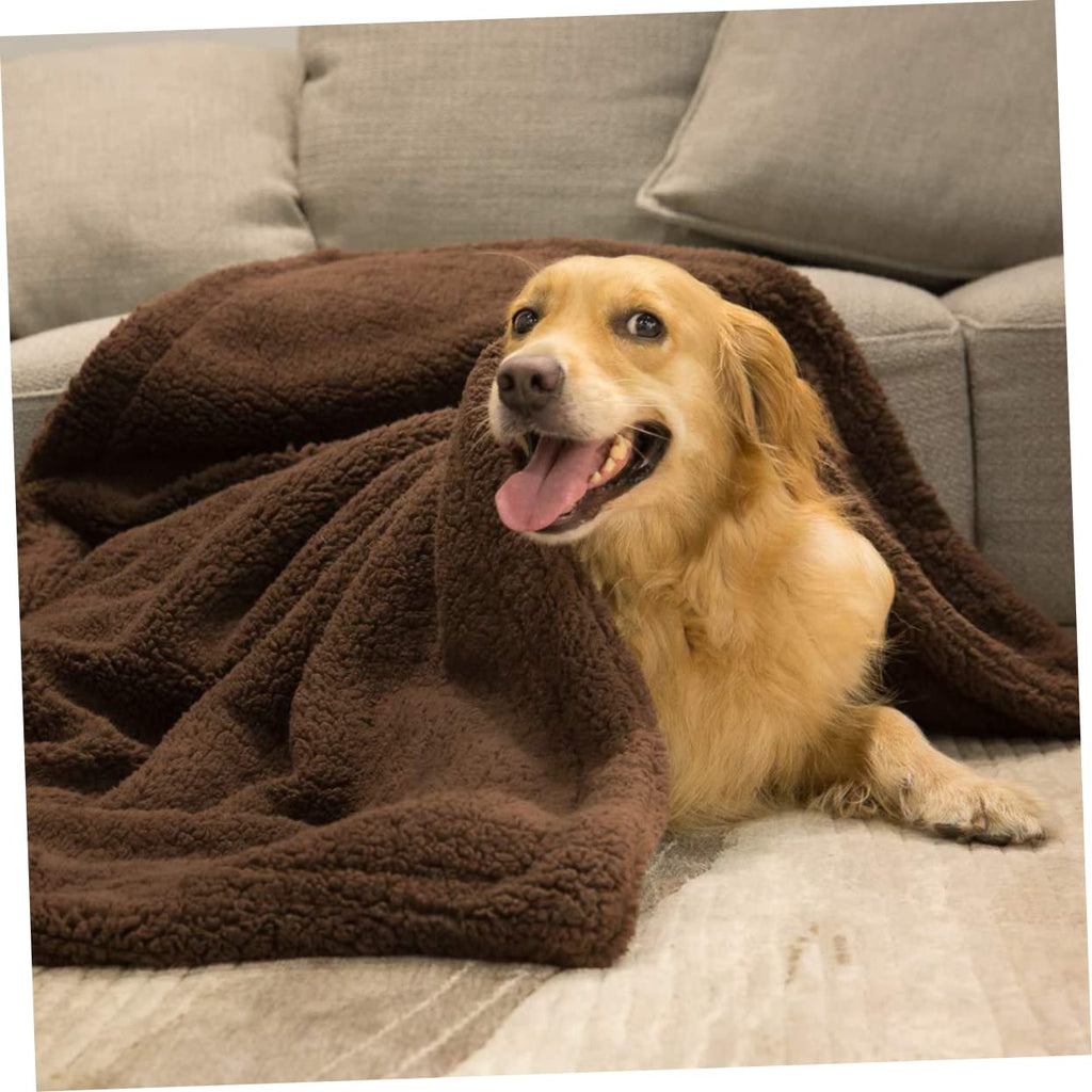 Happyyami Plush Pet Dog Blanket Cushion Sleep Mat L Coffee for Cats Dogs