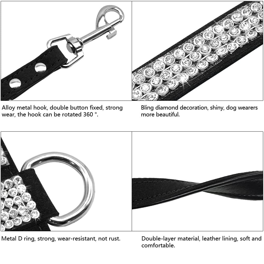 Rhinestone Leather Pet Harness & Leash Set