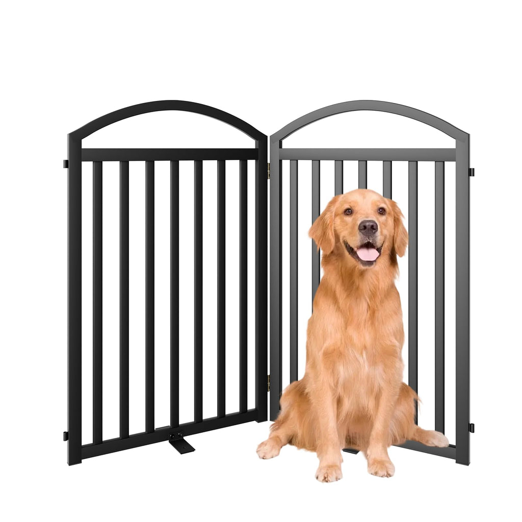 4-Panel Freestanding Foldable Dog Gate with Door