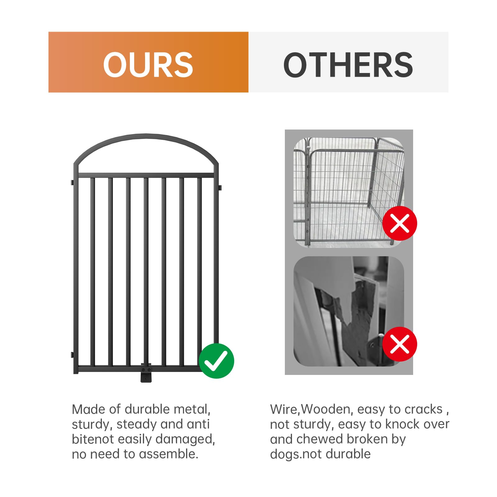 4-Panel Freestanding Foldable Dog Gate with Door