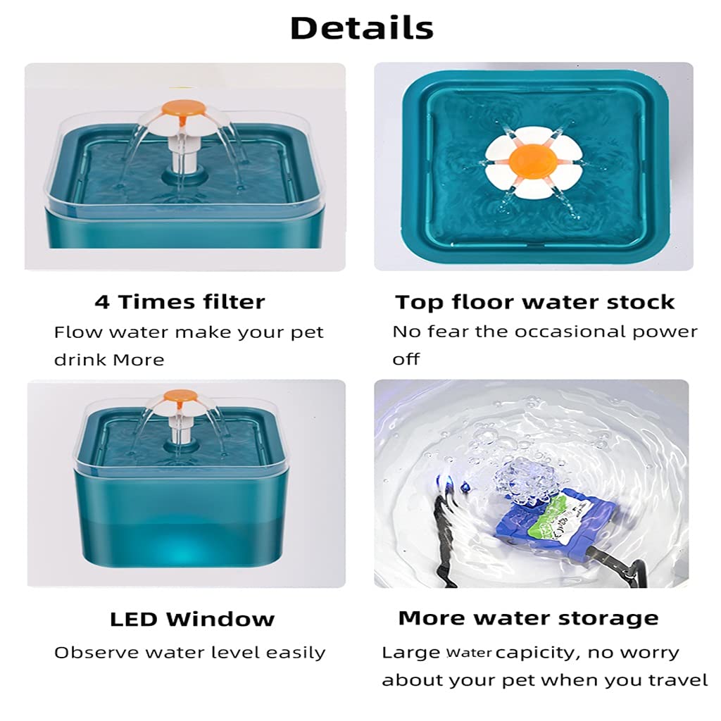 LED Automatic Pet Water Fountain with Filtration
