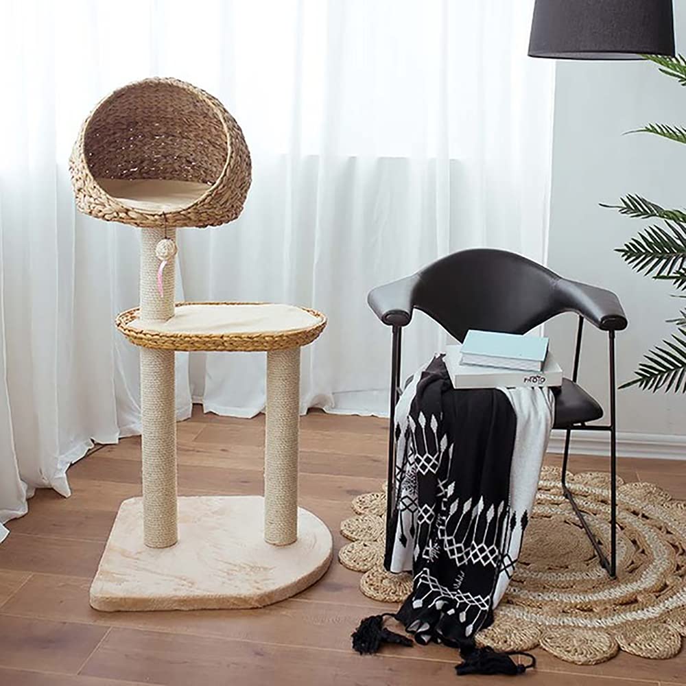 Hand-Woven Cat Tree with Scratching Post & Platfor