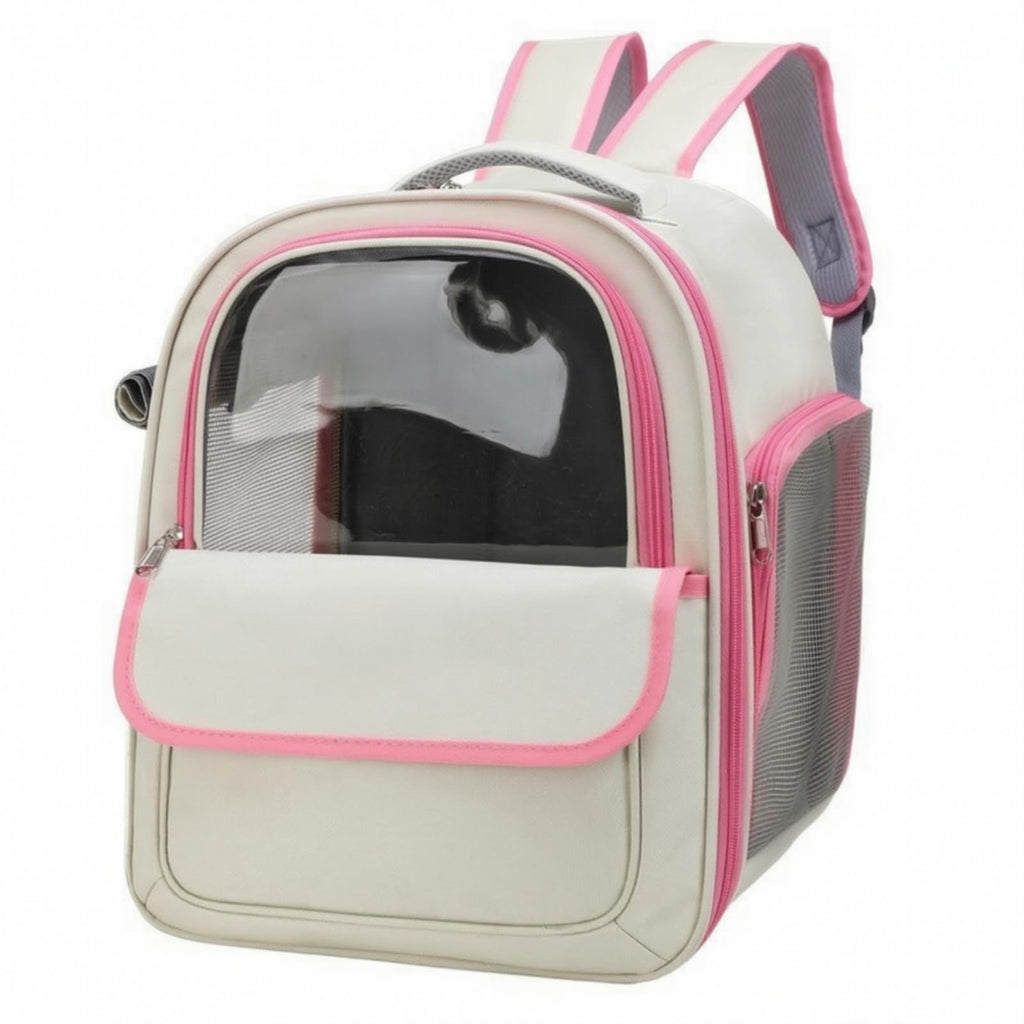 Structured Pet Carrier Backpack with Transparent Front Panel