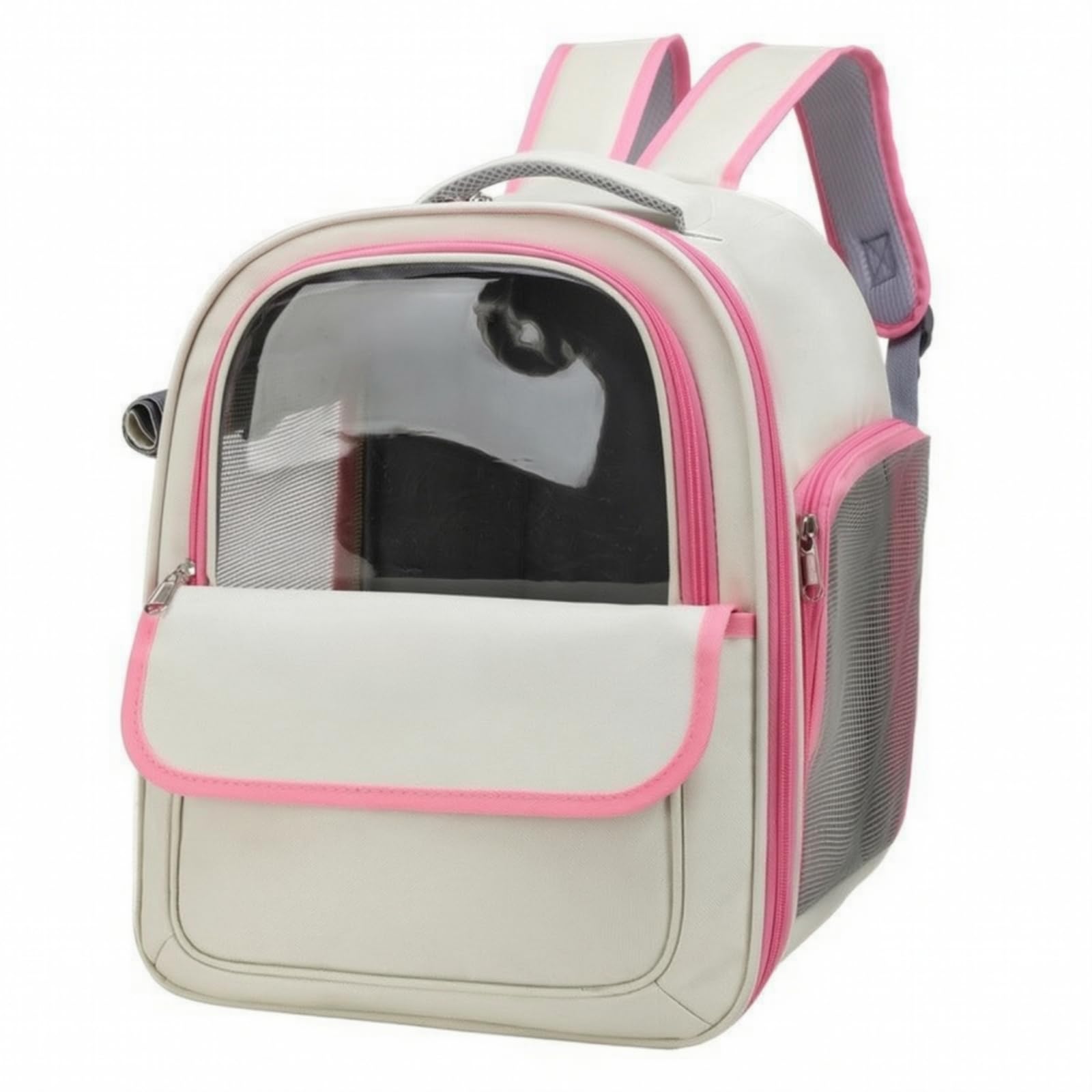 Structured Pet Carrier Backpack with Transparent Front Panel