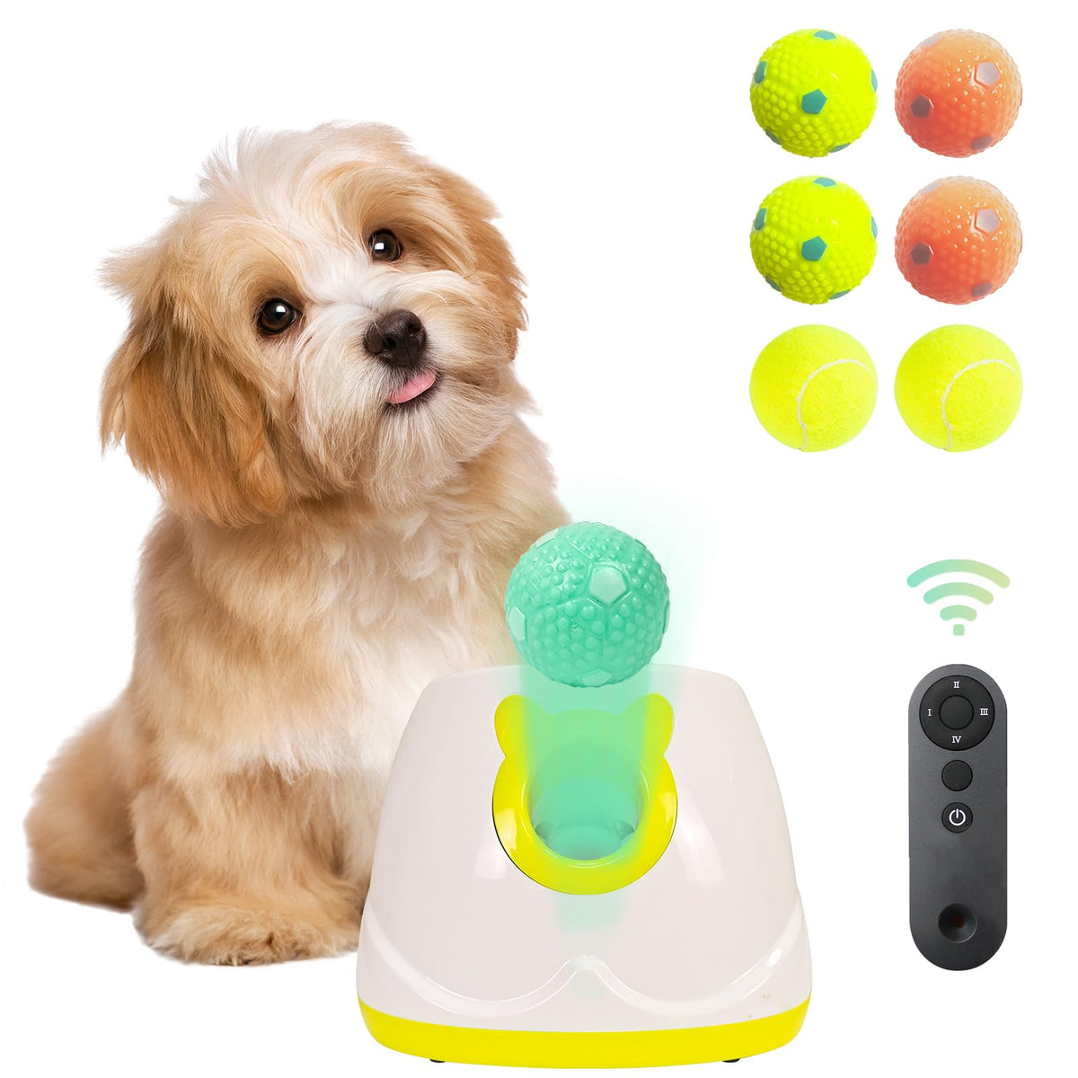 MKSY Automatic Dog Ball Launcher - Interactive Pet Toy with Balls