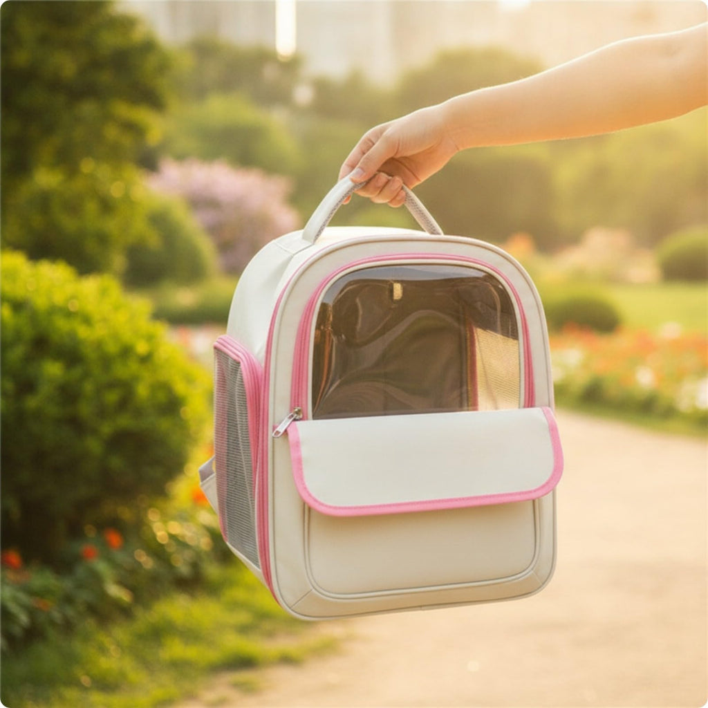 Structured Pet Carrier Backpack with Transparent Front Panel