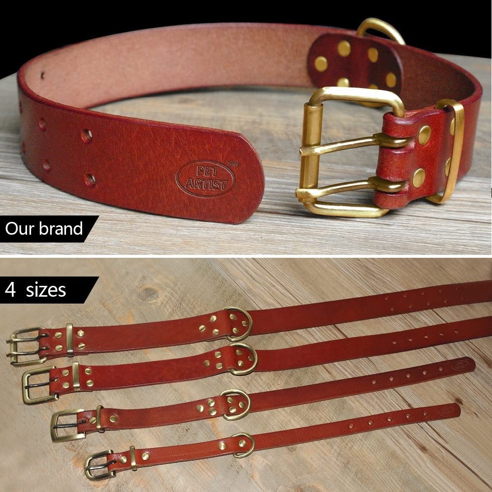 Genuine Leather Dog Collar with D-Ring & Buckle