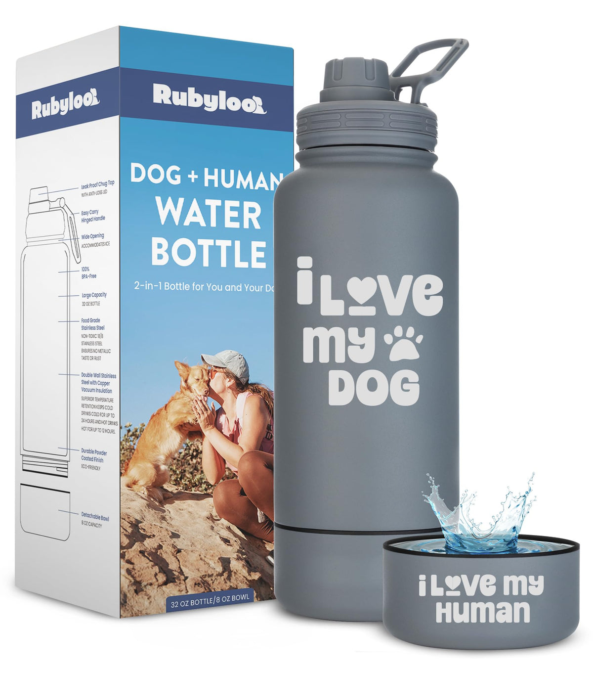 Dog Travel Tote & Water Bottle Set