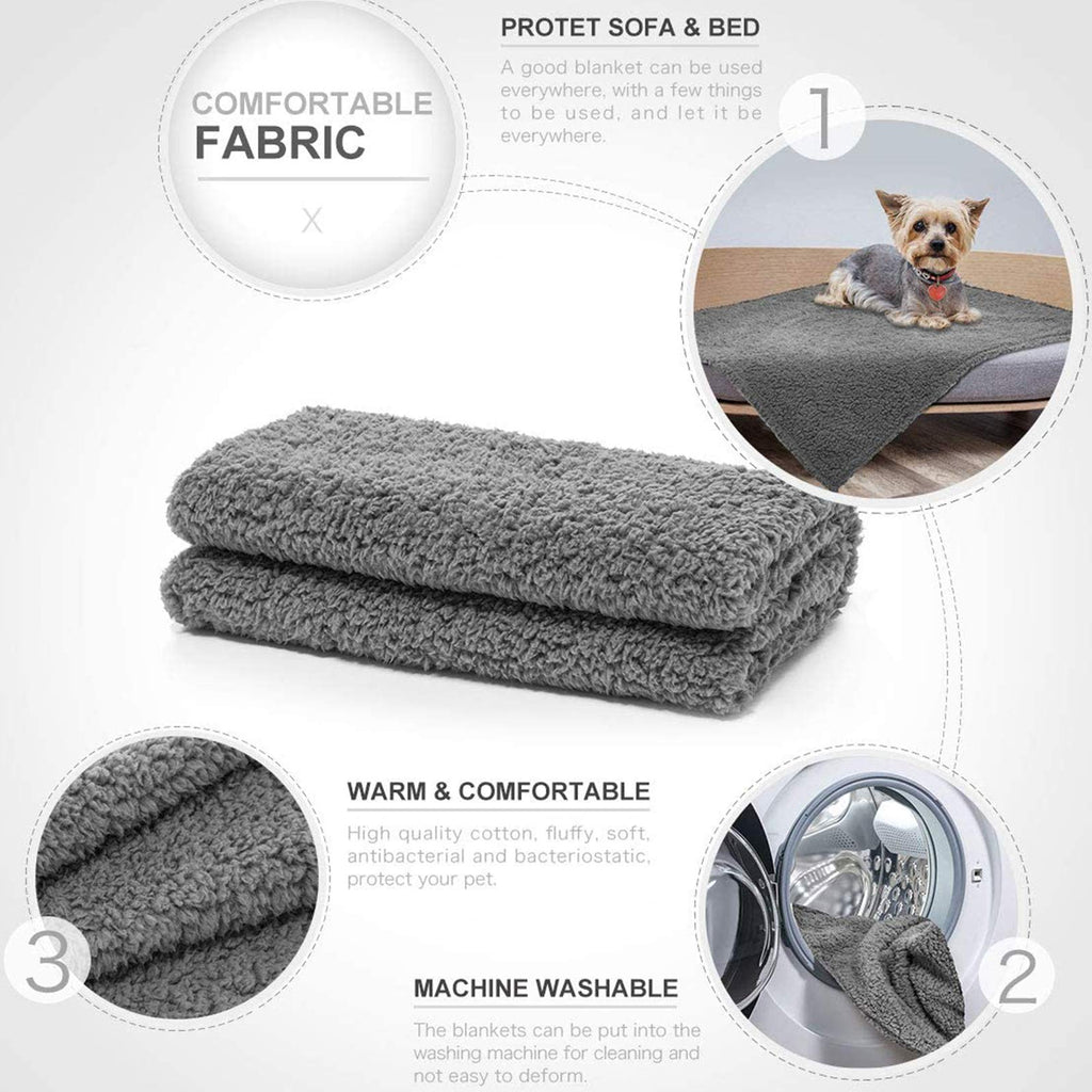 2-Pack Fluffy Fleece Pet Blankets for Dogs & Cats