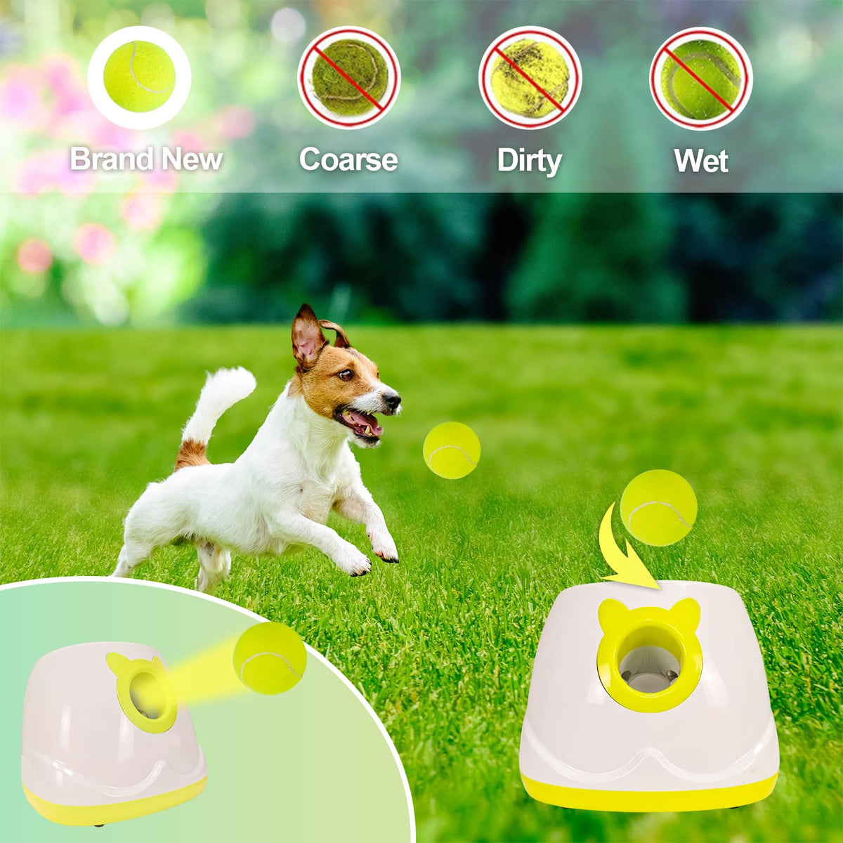 MKSY Automatic Dog Ball Launcher - Interactive Pet Toy with Balls