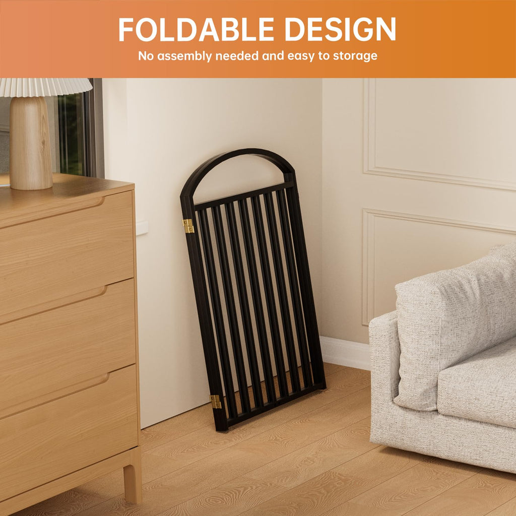 4-Panel Freestanding Foldable Dog Gate with Door