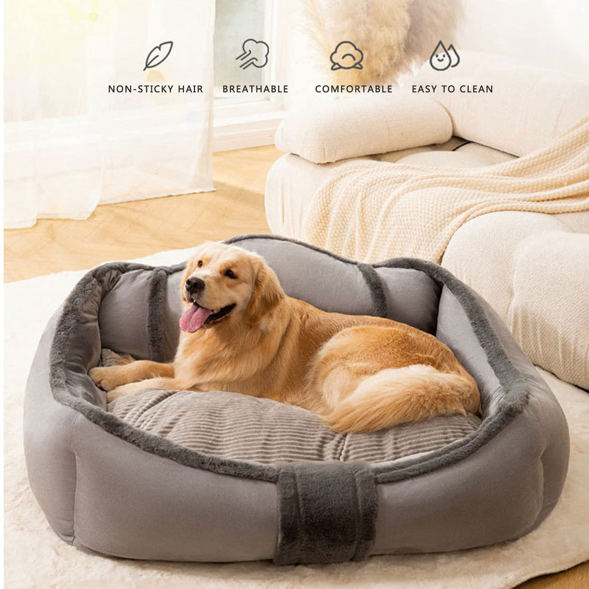 Corduroy Donut Dog Bed with Washable Cushion