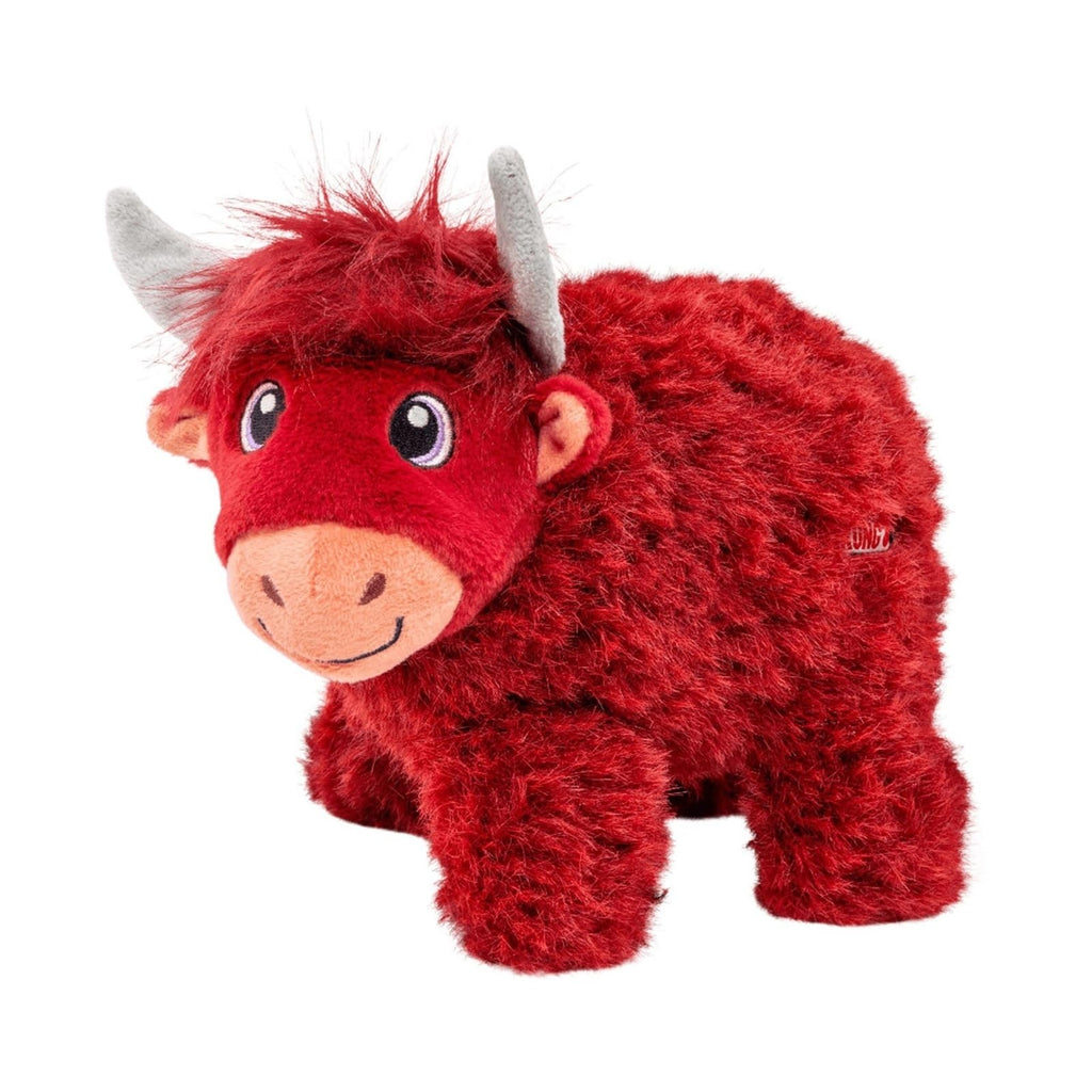 Plush Dog Chew Toy for Aggressive Chewers - Red Highland Cow Design