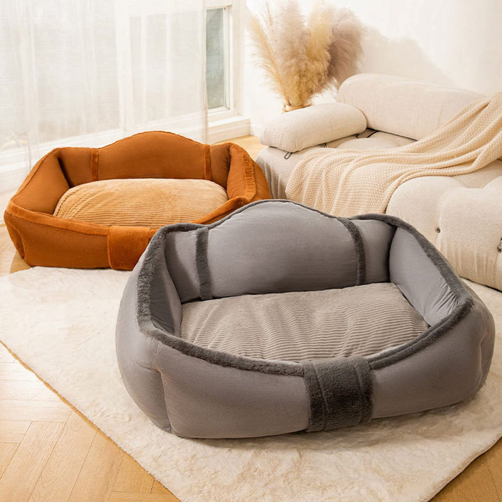 Corduroy Donut Dog Bed with Washable Cushion