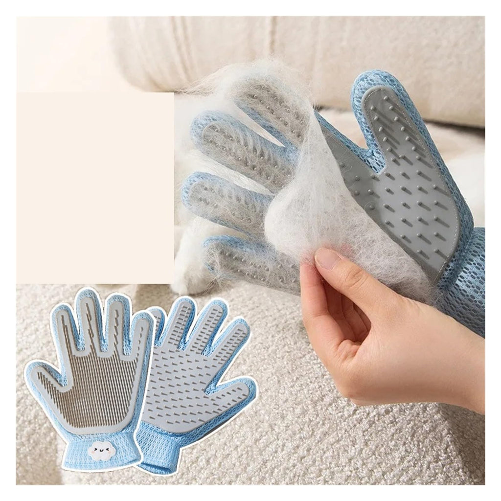 Two-Sided Silicone Pet Grooming & Bath Gloves