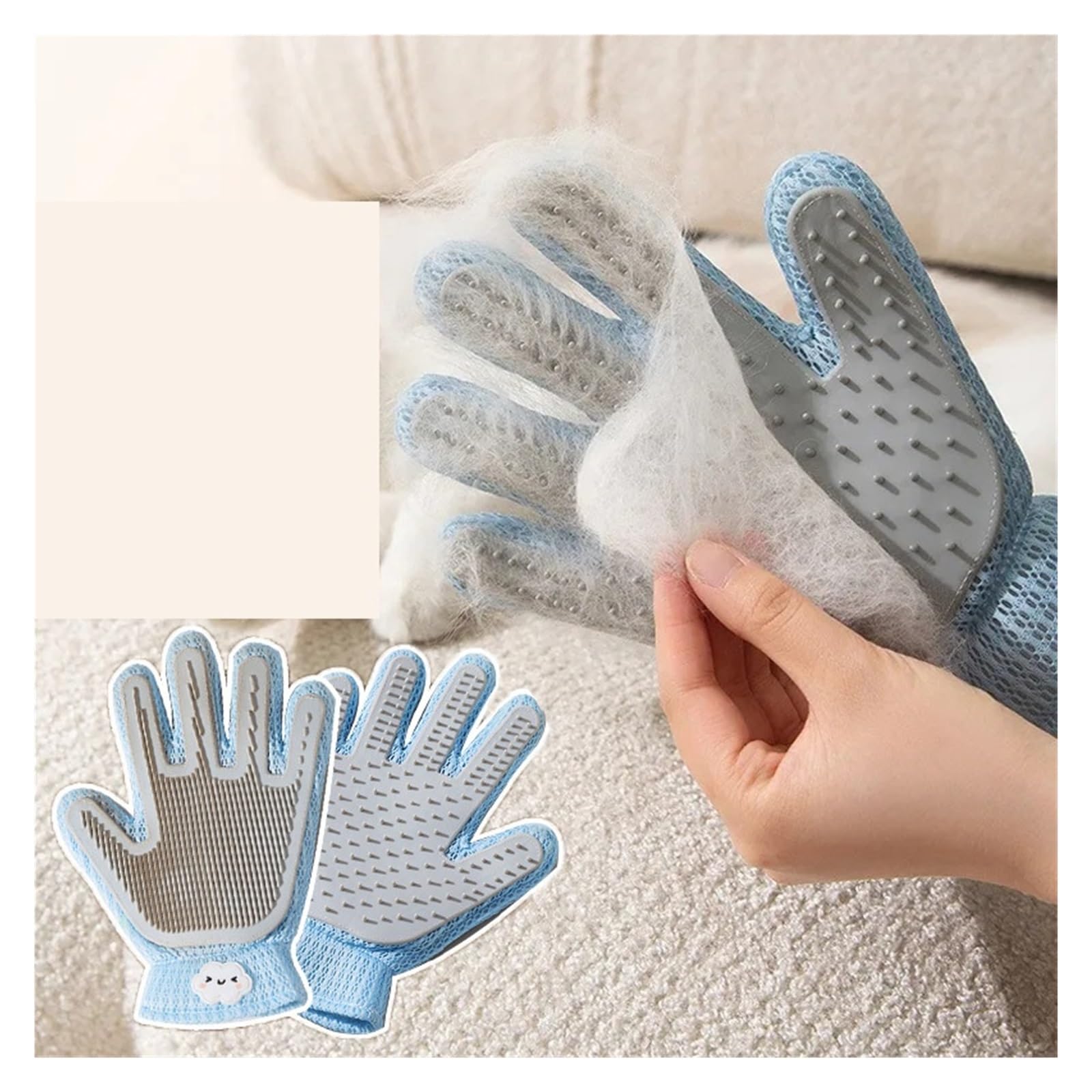 Two-Sided Silicone Pet Grooming & Bath Gloves