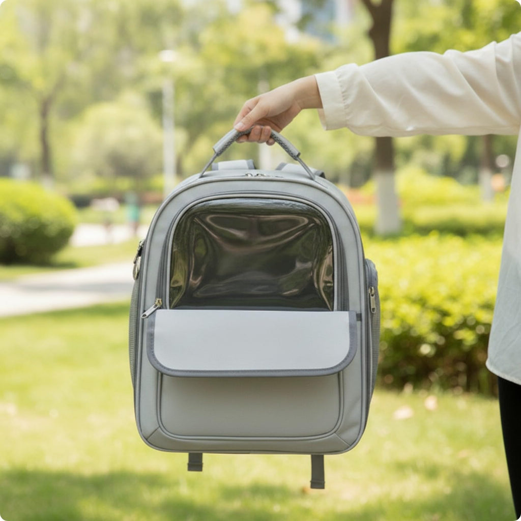 Structured Pet Carrier Backpack with Transparent Front Panel