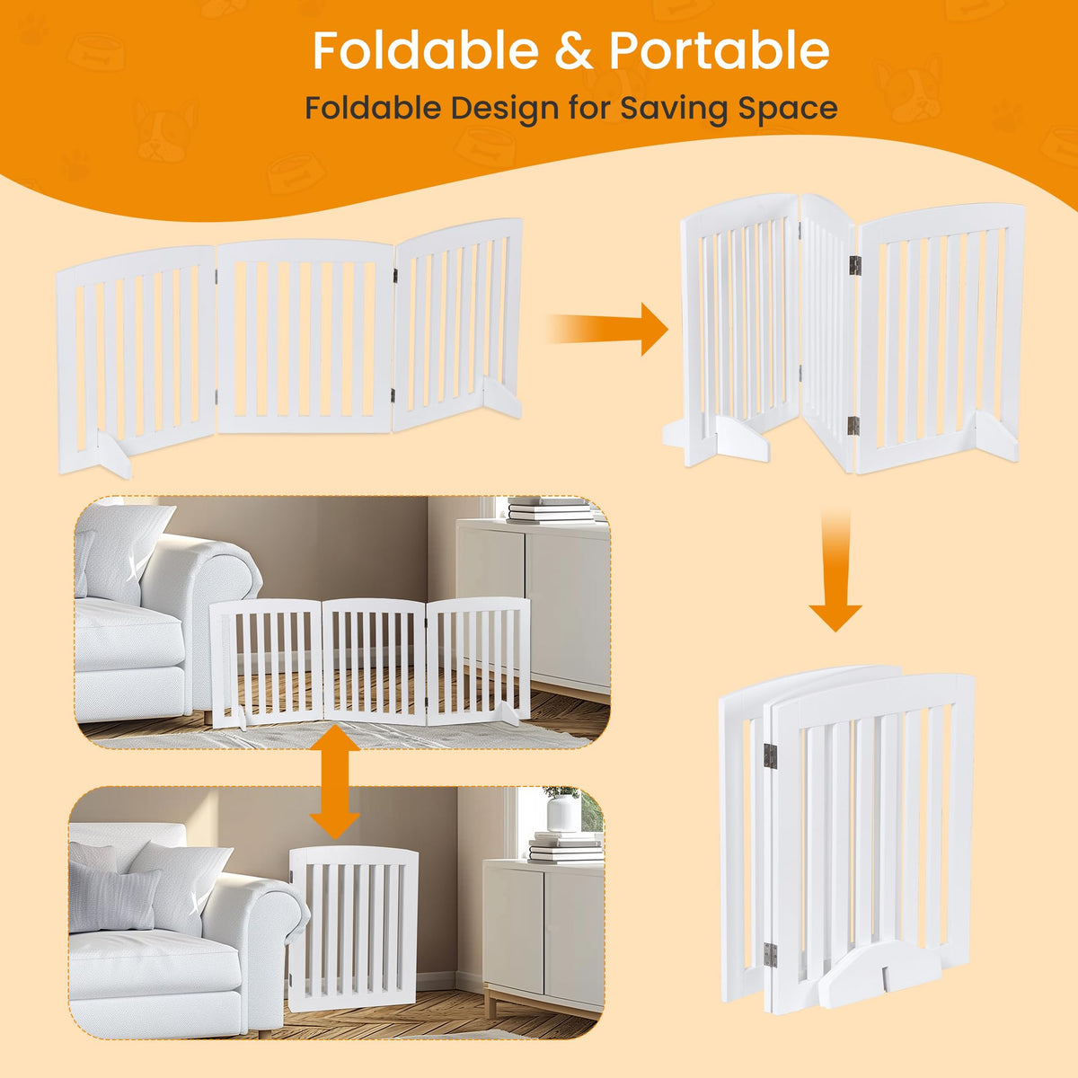 Foldable Wooden Freestanding Dog Gate