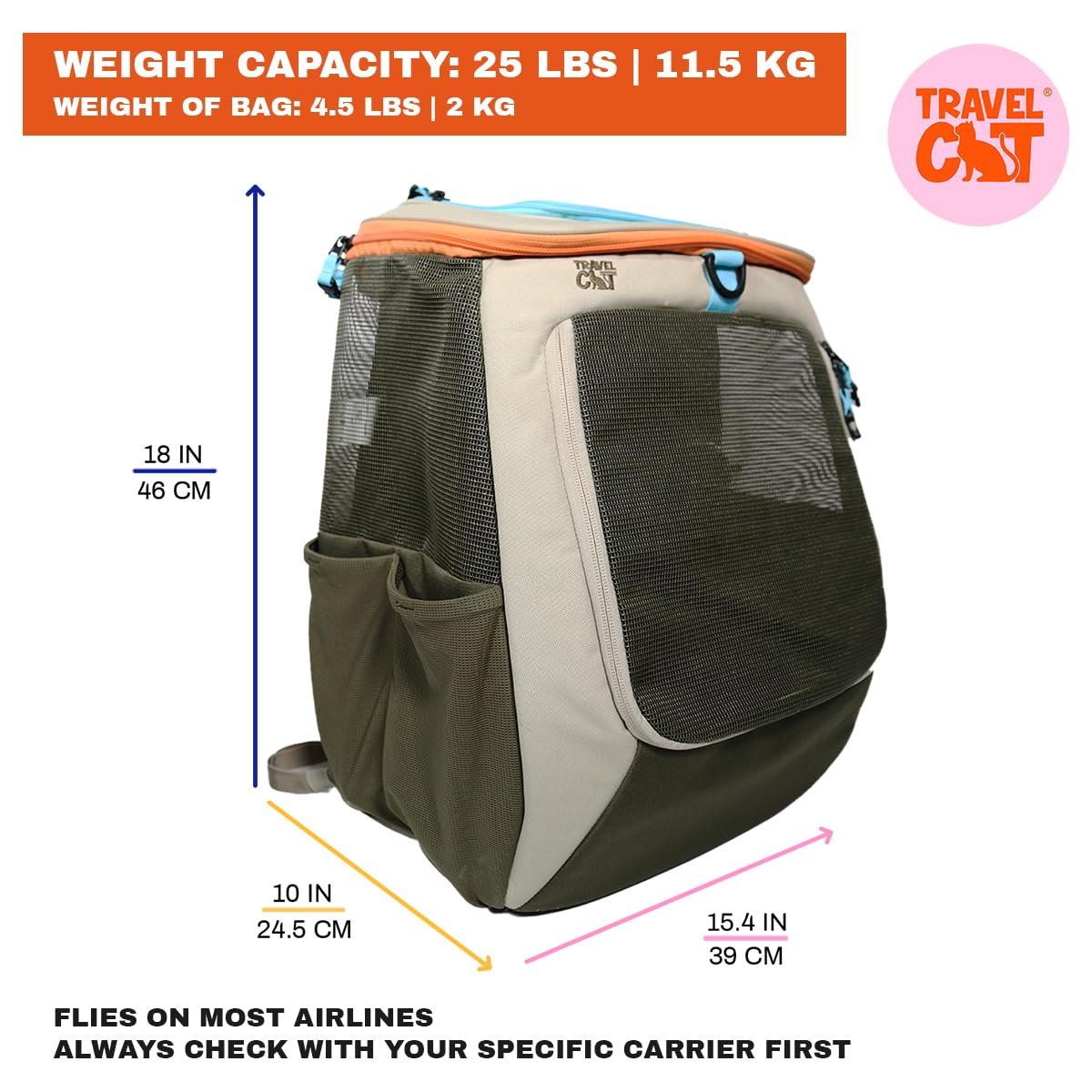 Convertible Ventilated Mesh Cat Carrier Backpack