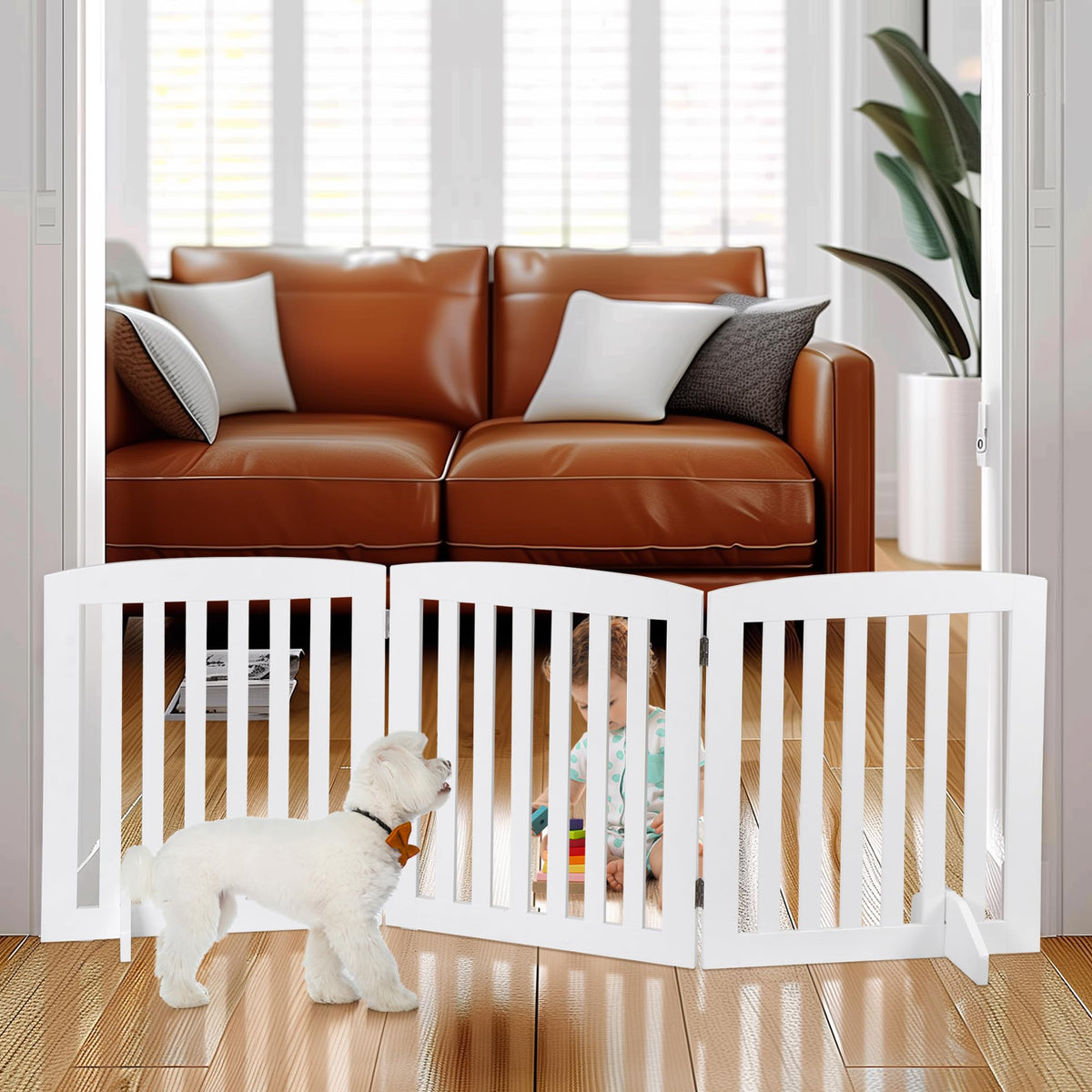 Foldable Wooden Freestanding Dog Gate