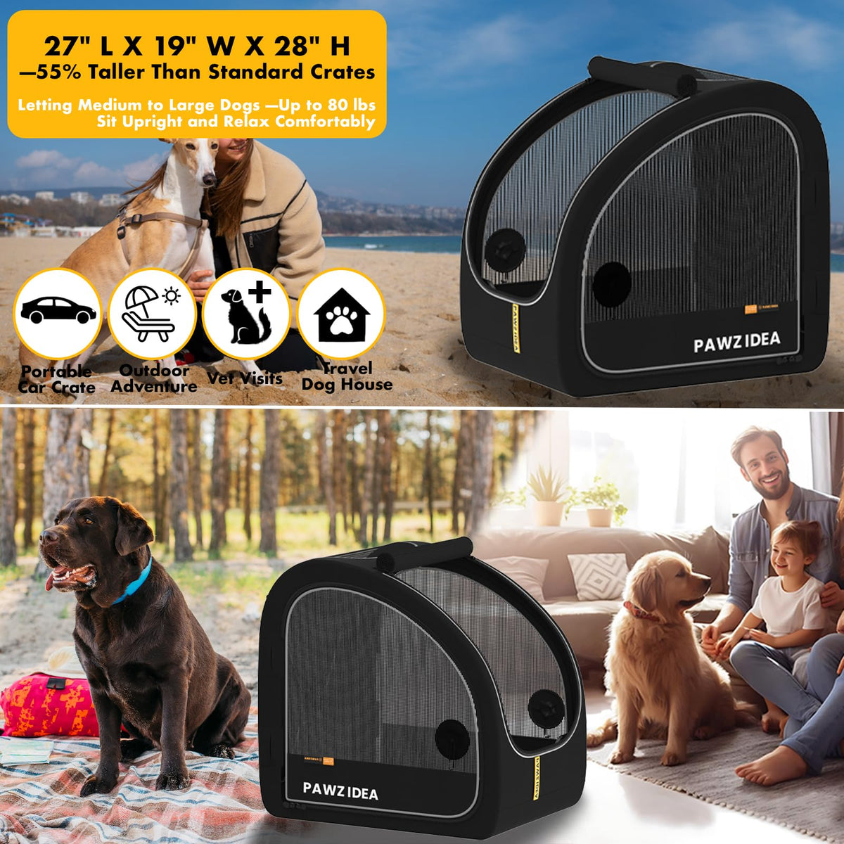 Collapsible Soft-Sided Dog Travel Crate