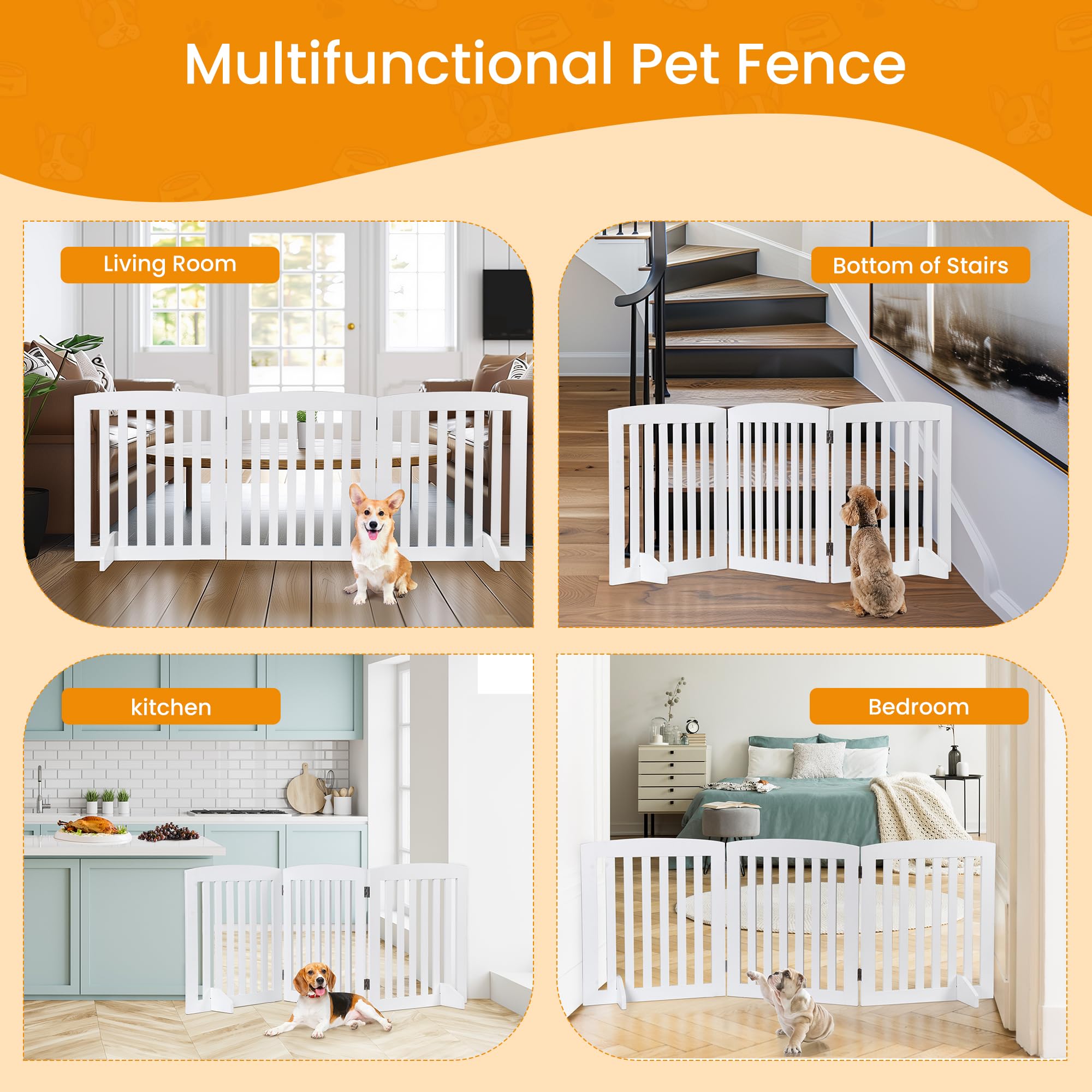 Foldable Wooden Freestanding Dog Gate